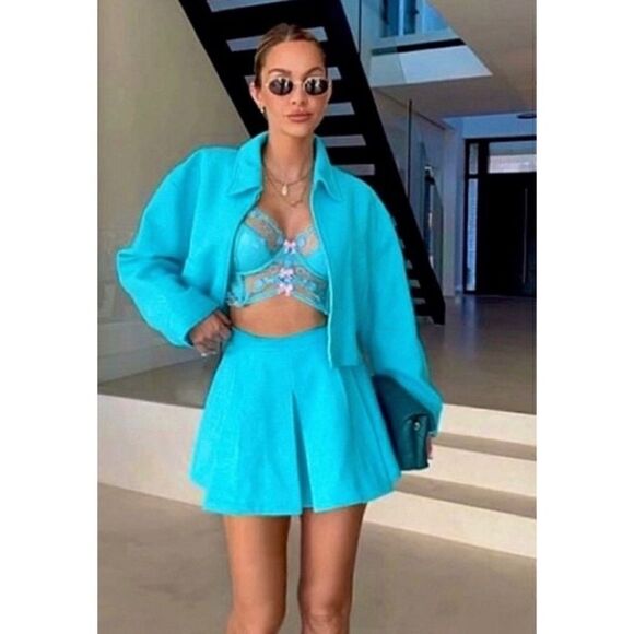 NWT Zara Blogger’s Favorite High Waisted Pleated Textured Skort, Size XS - Picture 11 of 16